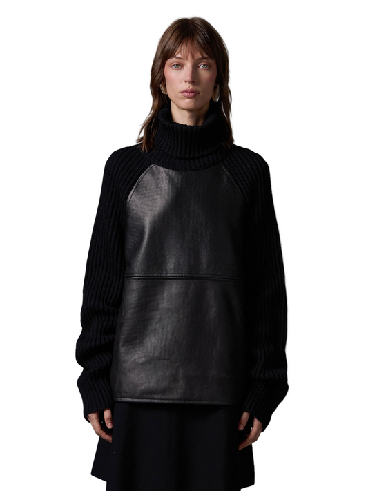 Collo alto con pelle